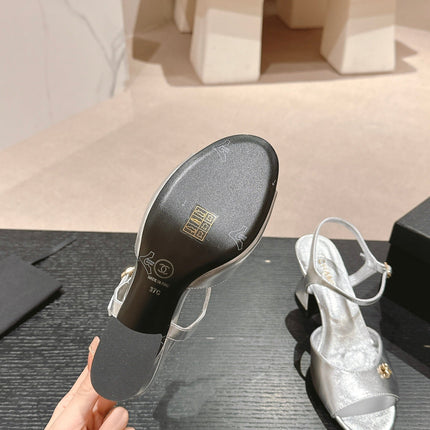 HIGH HEELS SANDAL IN SILVER LAMBSKIN