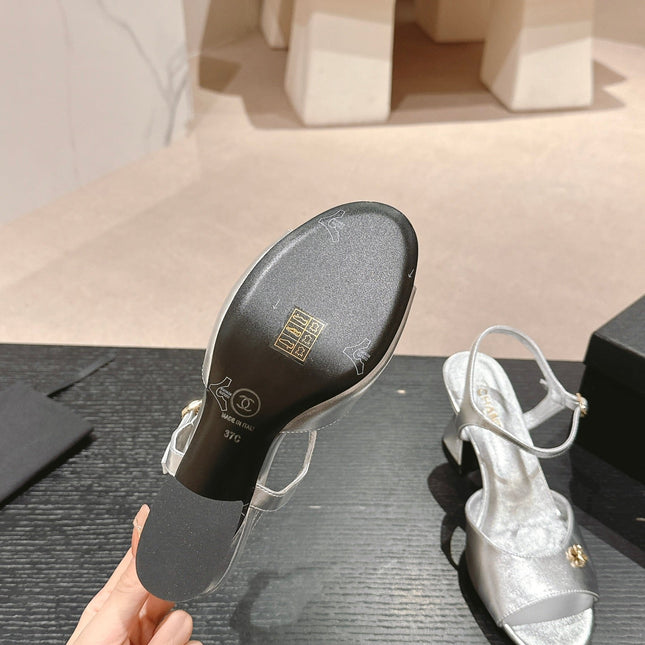 HIGH HEELS SANDAL IN SILVER LAMBSKIN