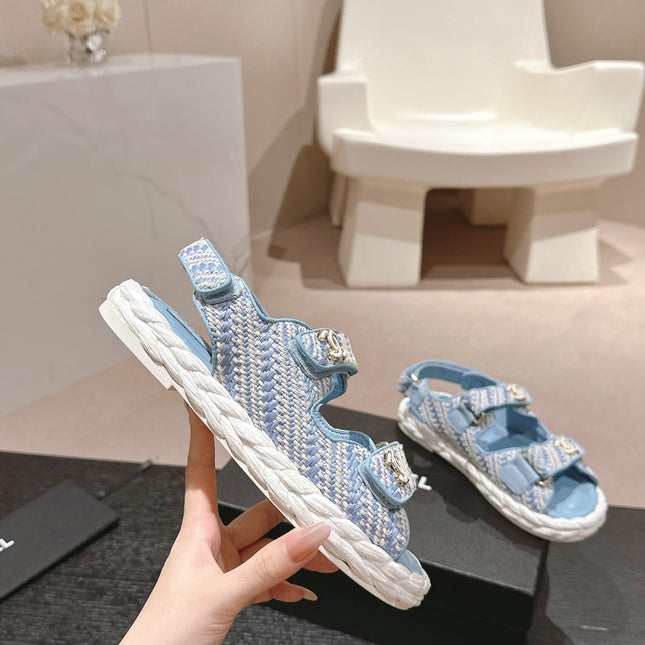 CC DAD SANDALS IN LIGHT BLUE CALFSKIN