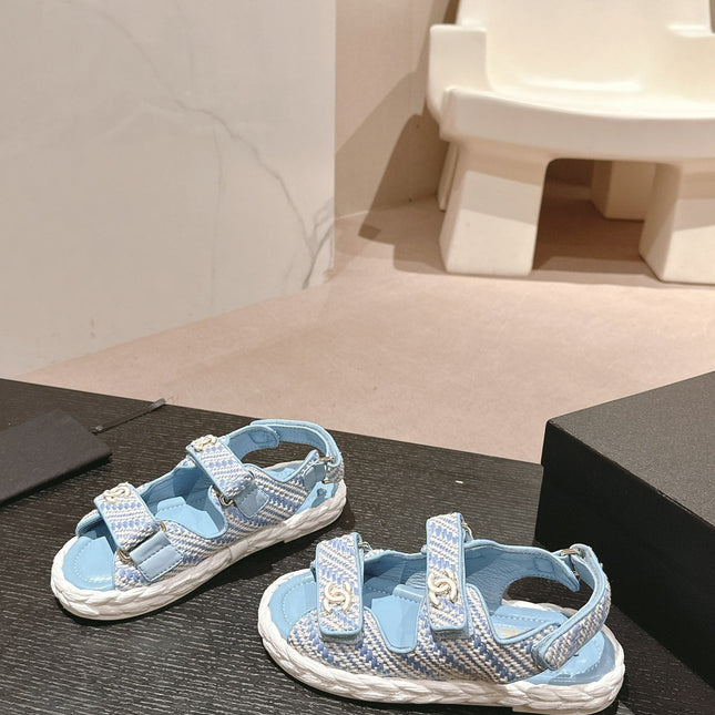 CC DAD SANDALS IN LIGHT BLUE CALFSKIN