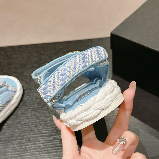 CC DAD SANDALS IN LIGHT BLUE CALFSKIN