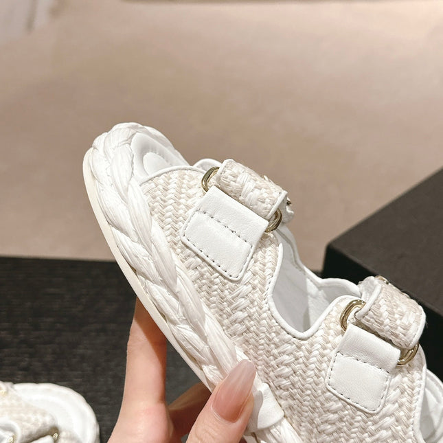 CC DAD SANDALS IN WHITE CALFSKIN