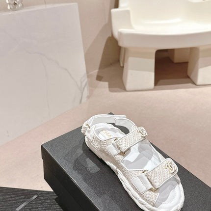 CC DAD SANDALS IN WHITE CALFSKIN