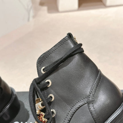 OXFORD SHORT BOOTS BLACK SHEEPSKIN