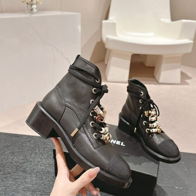 OXFORD SHORT BOOTS BLACK SHEEPSKIN