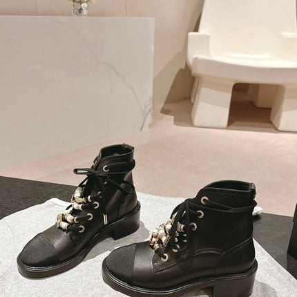 OXFORD SHORT BOOTS BLACK SHEEPSKIN