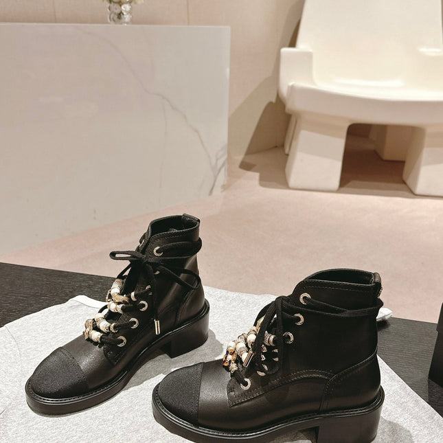 OXFORD SHORT BOOTS BLACK SHEEPSKIN