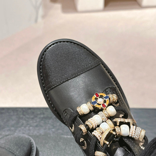 OXFORD SHORT BOOTS BLACK SHEEPSKIN