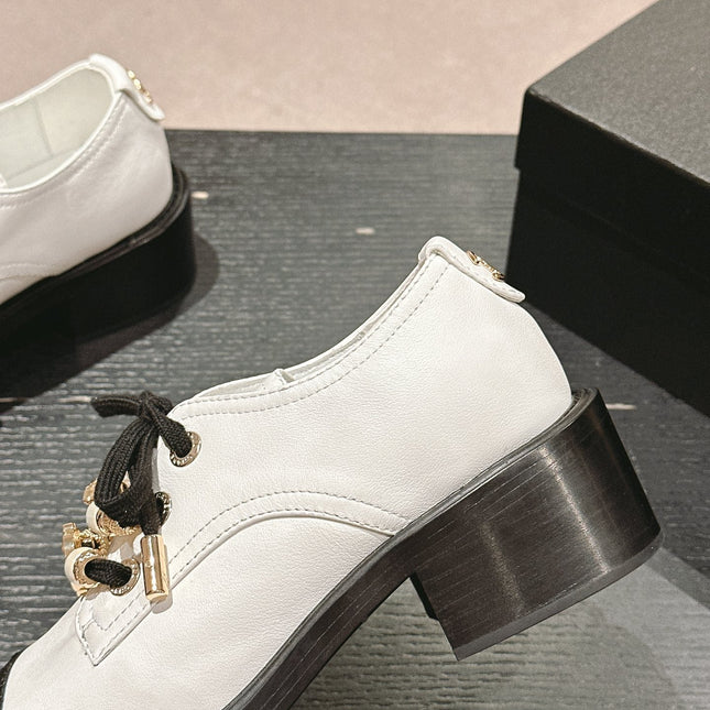 OXFORD SHOES WHITE MIX BLACK SHEEPSKIN