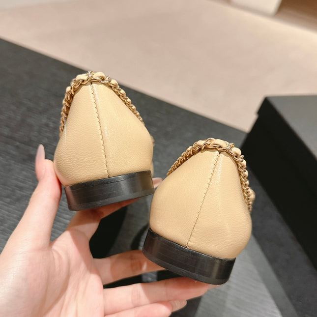 BOWKNOT BALLET FLAT IN BEIGE CREAM MIX BLACK SHEEPSKIN