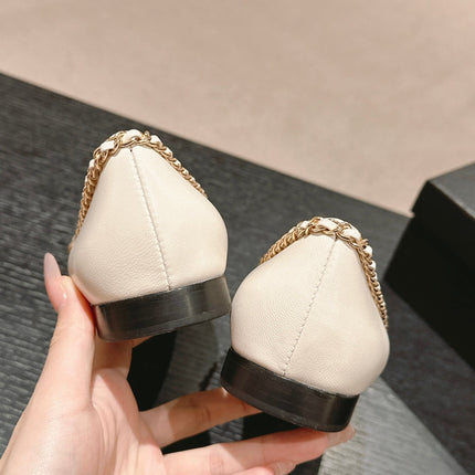 BOWKNOT BALLET FLAT IN WHITE MIX BLACK SHEEPSKIN