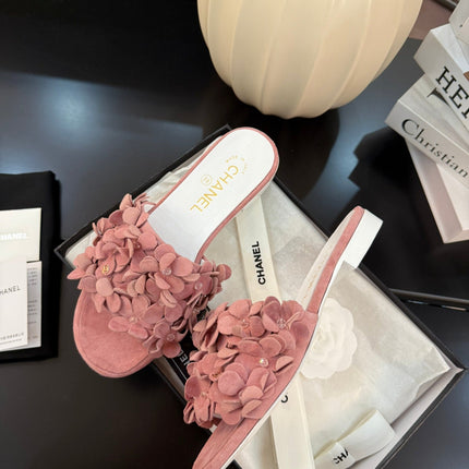 FLAT MULE 15 MM IN PEACH PINK SUEDE