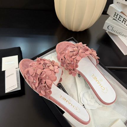 FLAT MULE 15 MM IN PEACH PINK SUEDE