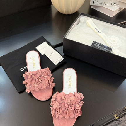 FLAT MULE 15 MM IN PEACH PINK SUEDE