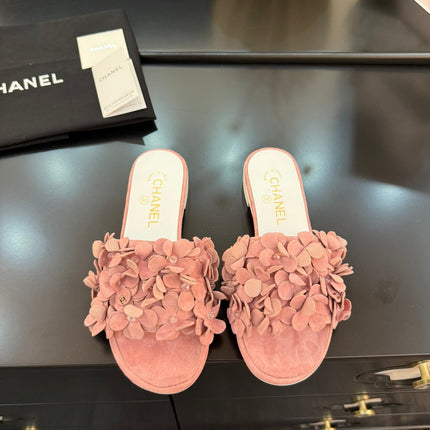 FLAT MULE 15 MM IN PEACH PINK SUEDE