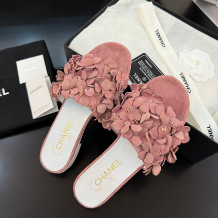 FLAT MULE 15 MM IN PEACH PINK SUEDE