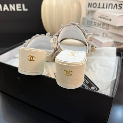 MID HEEL 45 MM MULE IN WHITE CALFSKIN