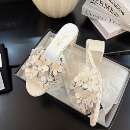 MID HEEL 45 MM MULE IN WHITE CALFSKIN