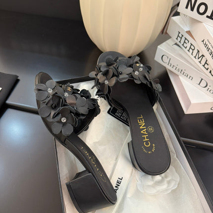 MID HEEL 45 MM MULE IN BLACK CALFSKIN