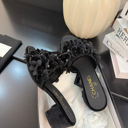 MID HEEL 45 MM MULE IN BLACK VELVET