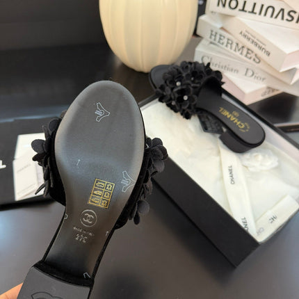 MID HEEL 45 MM MULE IN BLACK VELVET