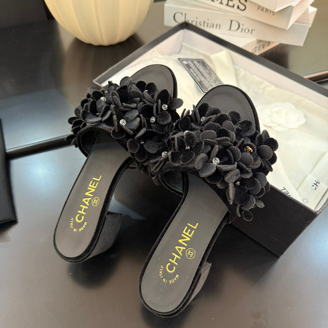 MID HEEL 45 MM MULE IN BLACK VELVET