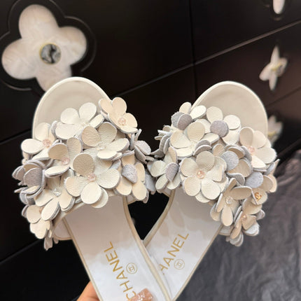 FLAT MULE 15 MM IN PALE GRAY CALFSKIN