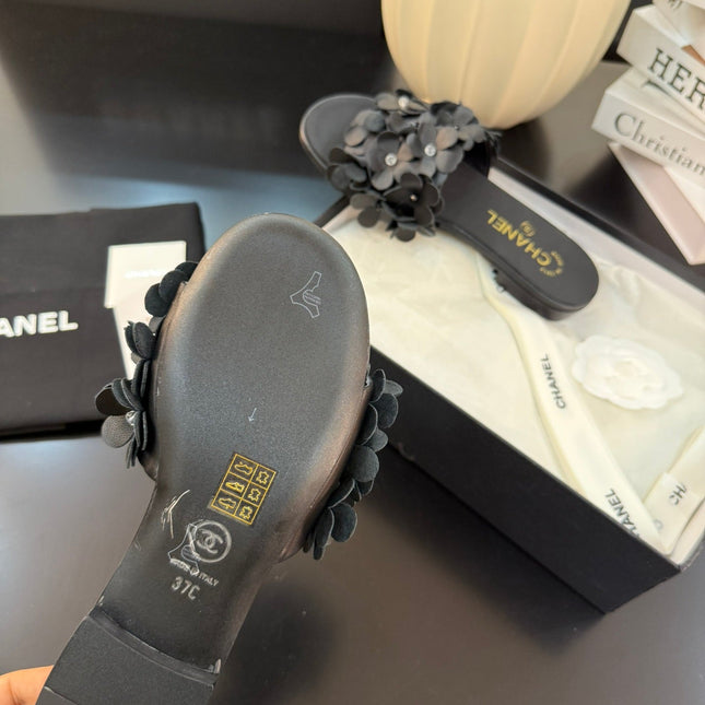 FLAT MULE 15 MM IN BLACK CALFSKIN