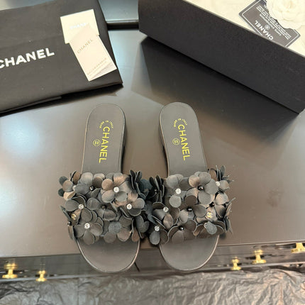 FLAT MULE 15 MM IN BLACK CALFSKIN