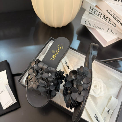 FLAT MULE 15 MM IN BLACK CALFSKIN