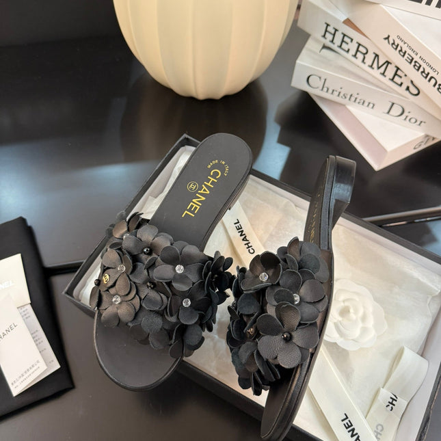 FLAT MULE 15 MM IN BLACK CALFSKIN