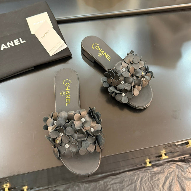 FLAT MULE 15 MM IN BLACK CALFSKIN