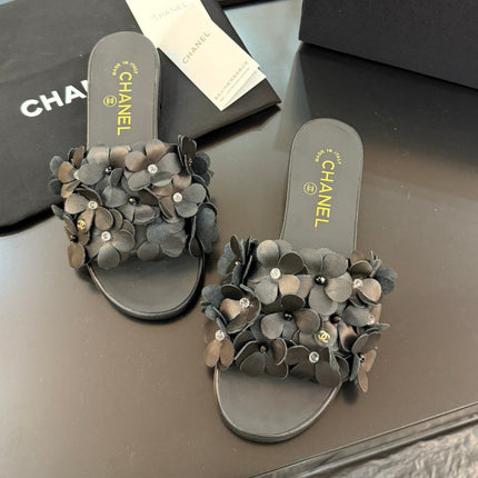 FLAT MULE 15 MM IN BLACK CALFSKIN