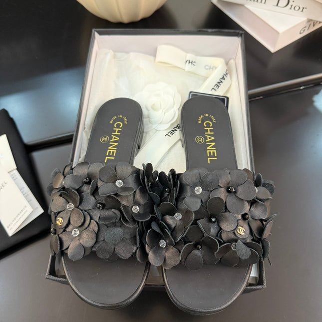 FLAT MULE 15 MM IN BLACK CALFSKIN