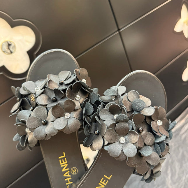 FLAT MULE 15 MM IN BLACK CALFSKIN