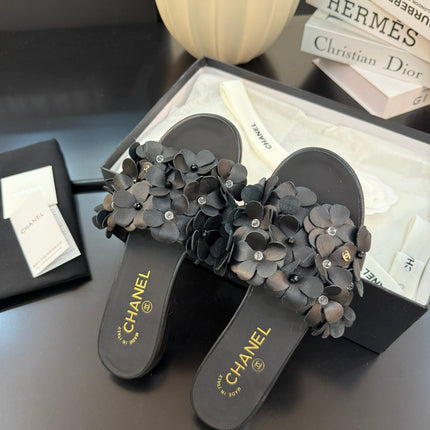 FLAT MULE 15 MM IN BLACK CALFSKIN