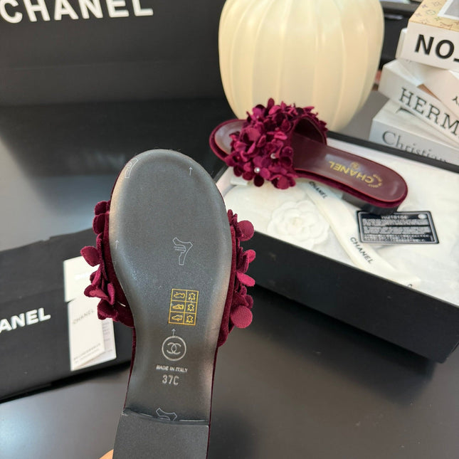 FLAT MULE 15 MM IN PLUM PURPLE VELVET