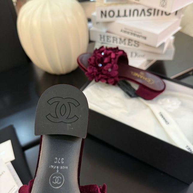 MID HEEL 45 MM MULE IN PLUM PURPLE VELVET