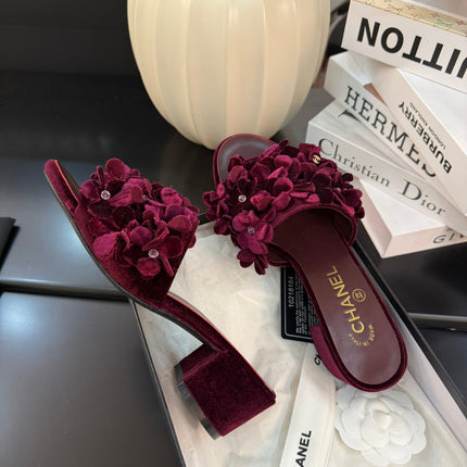 MID HEEL 45 MM MULE IN PLUM PURPLE VELVET