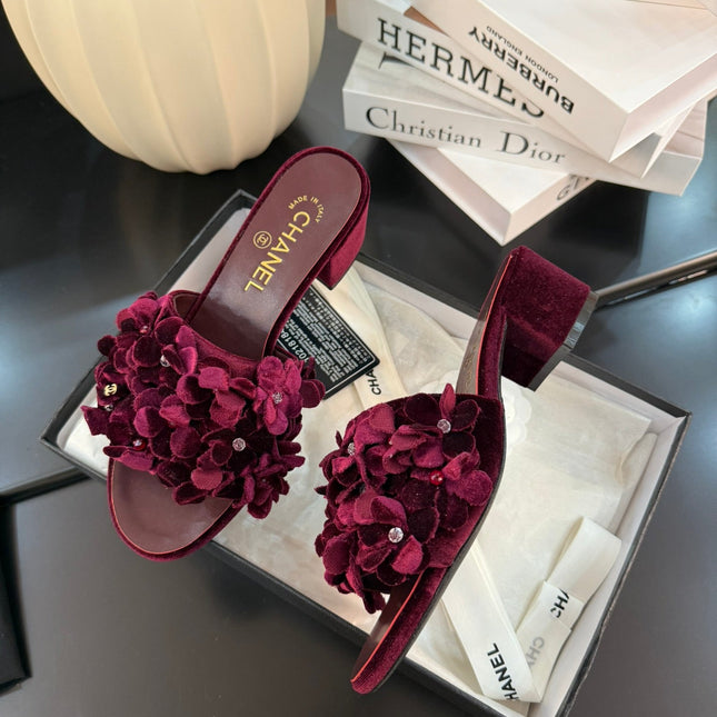 MID HEEL 45 MM MULE IN PLUM PURPLE VELVET