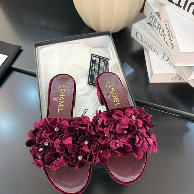 MID HEEL 45 MM MULE IN PLUM PURPLE VELVET