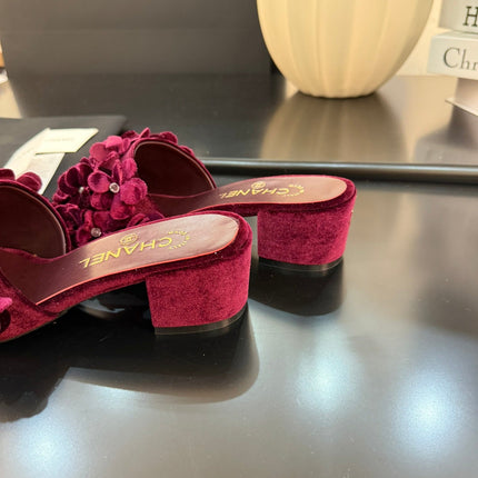 MID HEEL 45 MM MULE IN PLUM PURPLE VELVET