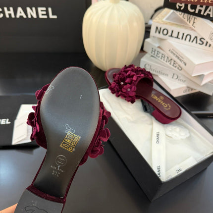 MID HEEL 45 MM MULE IN PLUM PURPLE VELVET