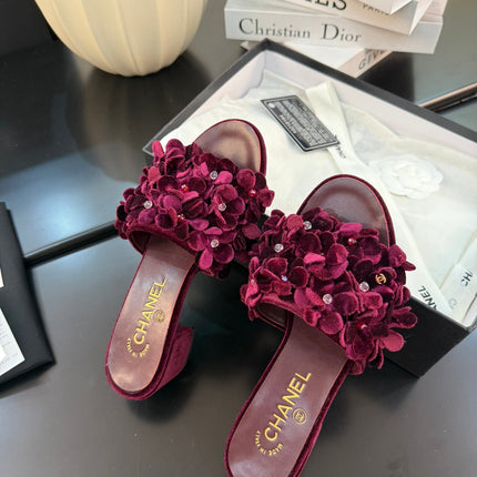 MID HEEL 45 MM MULE IN PLUM PURPLE VELVET