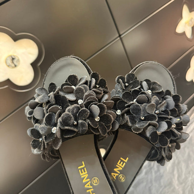 FLAT MULE 15 MM IN BLACK VELVET