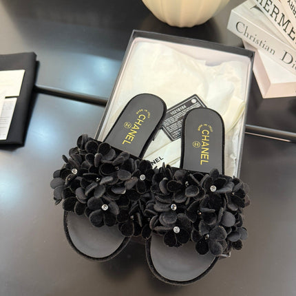 FLAT MULE 15 MM IN BLACK VELVET