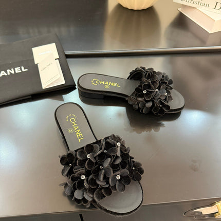 FLAT MULE 15 MM IN BLACK VELVET