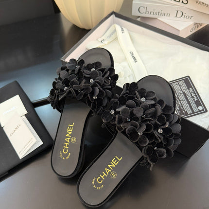 FLAT MULE 15 MM IN BLACK VELVET