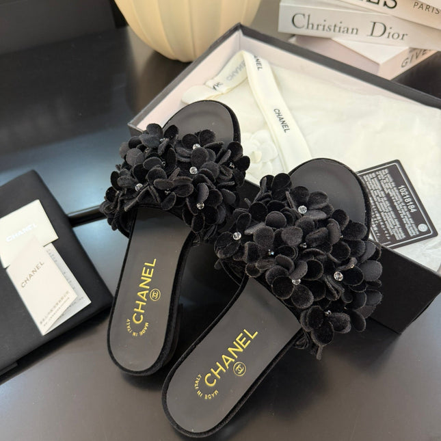 FLAT MULE 15 MM IN BLACK VELVET