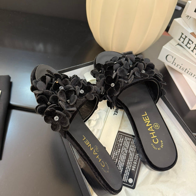 FLAT MULE 15 MM IN BLACK VELVET